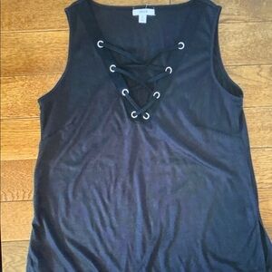 Black Lace-Up Tank Top